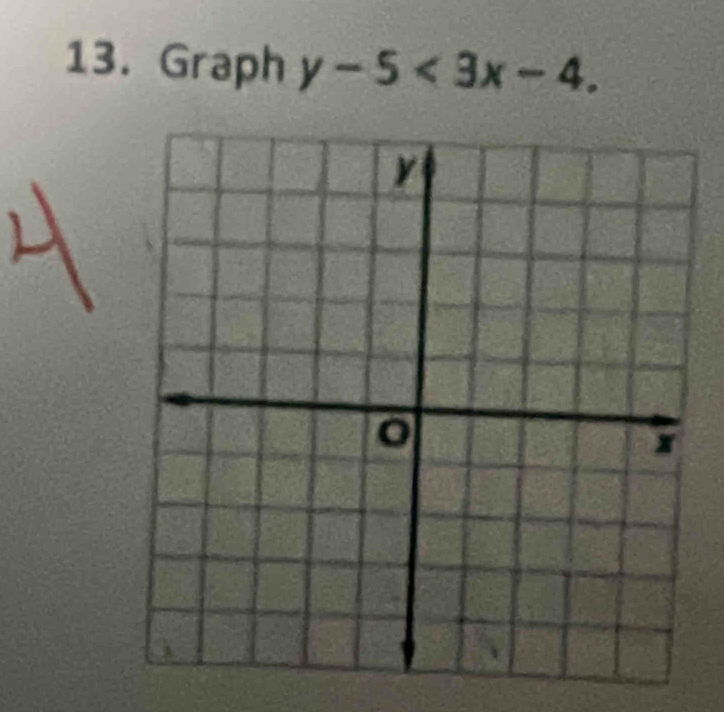 Graph y-5<3x-4</tex>.