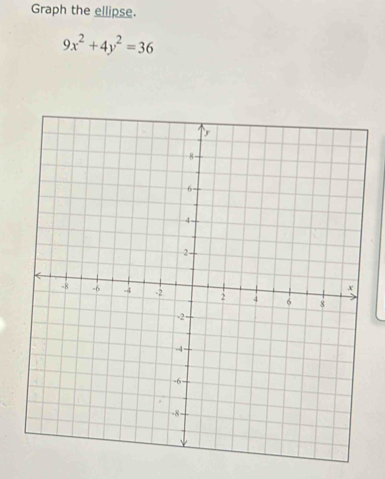 Graph the ellipse.
9x^2+4y^2=36