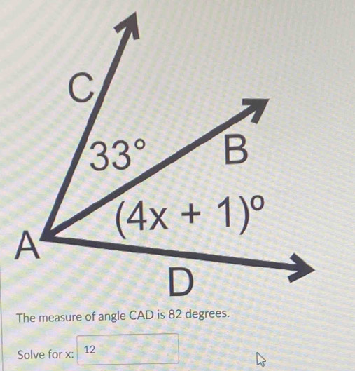 Solve for x: 12