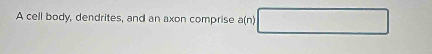 A cell body, dendrites, and an axon comprise a(n) 
^