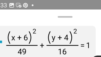 33
frac (x+6)^249+frac (y+4)^216=1