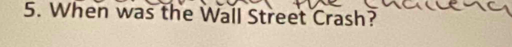 When was the Wall Street Crash?