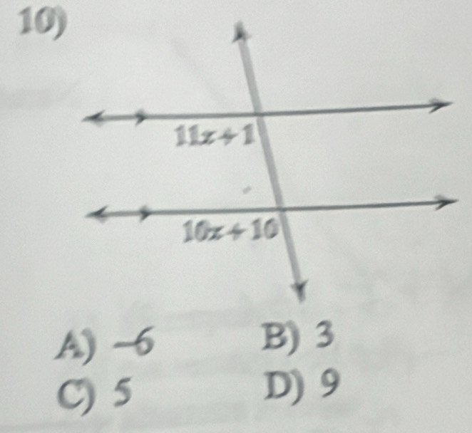 A) -6 B) 3
C) 5
D) 9