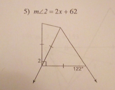 m∠ 2=2x+62