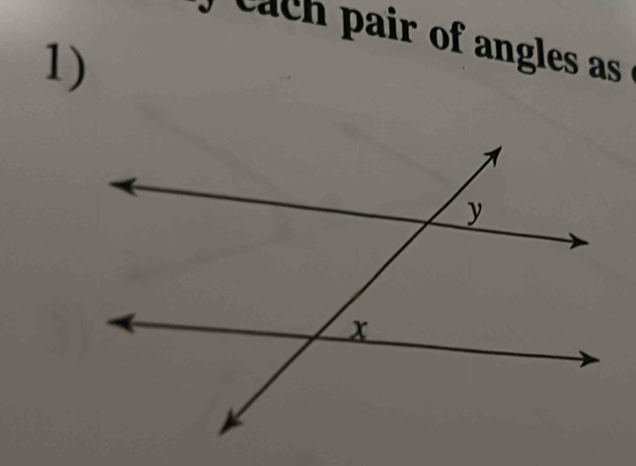 cach pair of angles as ! 
1)