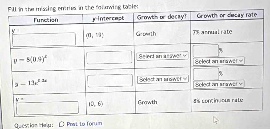 owing table:
Question Help: Post to forum