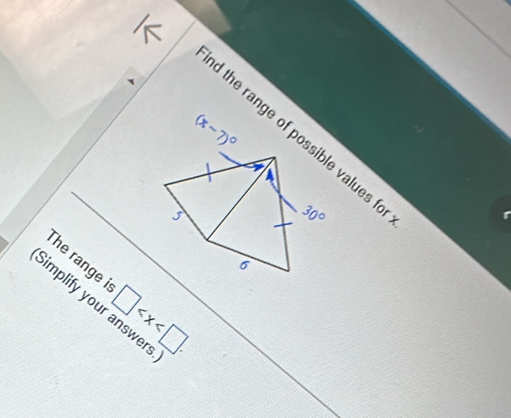 (x-7)^circ 
The range i □
Simplify your answers