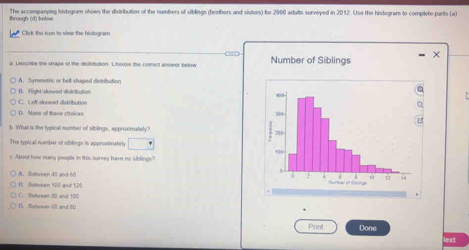 Solved: The accompanying histogram shows the distribution of the ...