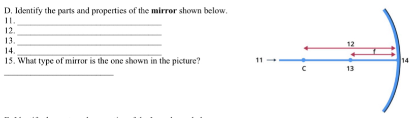 Nalutas:Identify the parts and properties of the mirror shown below. 11 ...