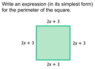 Write an expression (in its simplest form)
for the perimeter of the square.