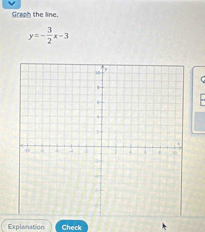 Graph the line.
y=- 3/2 x-3
Explanation Check