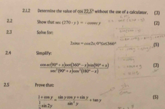 Solved: Determine the value of cos 22,5° without the use of a ...