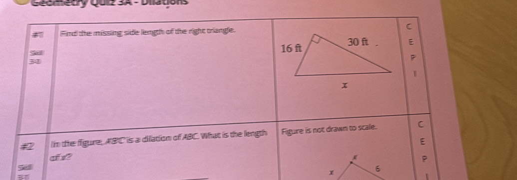 Geometry Quiz 3A - Dilations