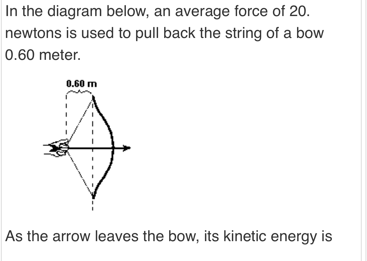 Solved: In the diagram below, an average force of 20. newtons is used ...