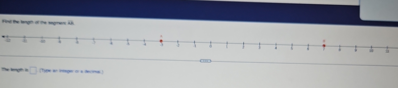 Find the lenpth of the segmen: overline AR. . . 
The length is □ (Type an integer or a decimal.)