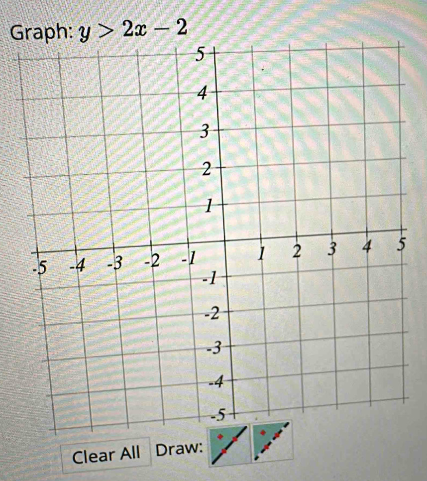 Graph: y>2x-2
Clear All Draw: