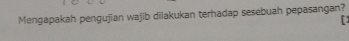 Mengapakah pengujian wajib dilakukan terhadap sesebuah pepasangan? 
[1