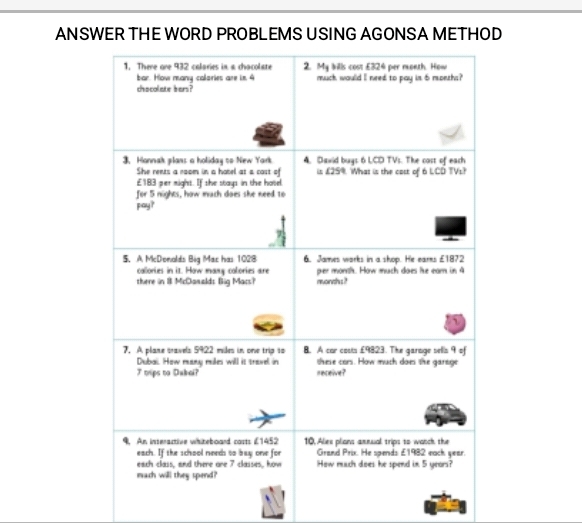 Solved: ANSWER THE WORD PROBLEMS USING AGONSA METHOD [Others]