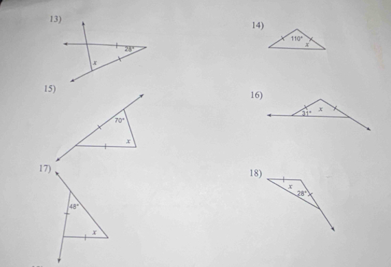 110°
28°
x
x
17) 18)
48°
x