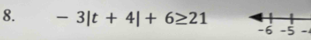 -3|t+4|+6≥ 21