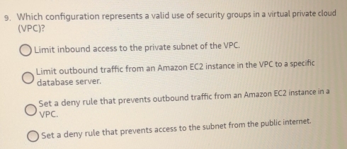 Solved: Which configuration represents a valid use of security groups ...