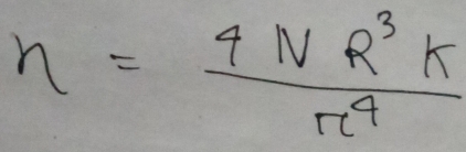 eta = 4NR^3k/π^4 