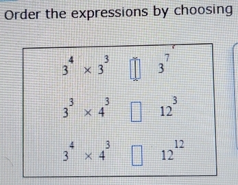 Order the expressions by choosing