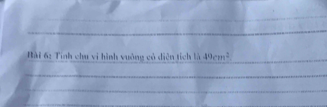 Tính chu vi hình vuông có diễn tích là 49cm^2