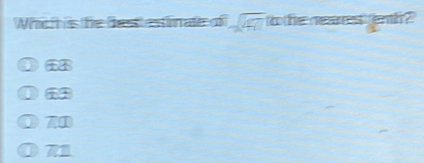 Which is the besttesttnale of sqrt(47) o the neares enth ?
overline TA
overline TA
7π
D I 7overline □ 