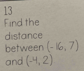 Find the 
distance 
betweer