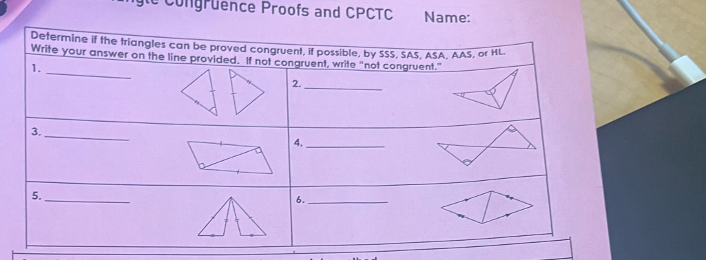 it Congruence Proofs and CPCTC Name: