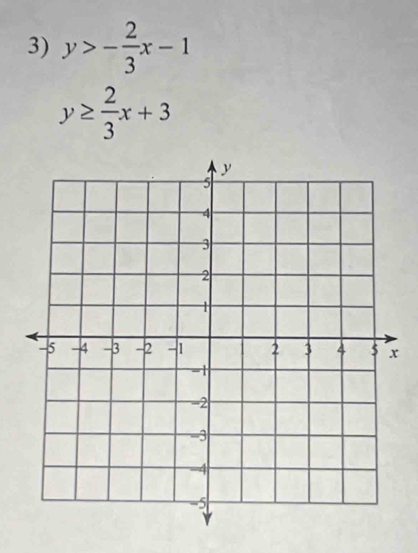 y>- 2/3 x-1
y≥  2/3 x+3