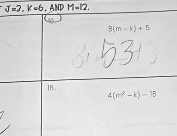 J=3,k=6 ,ANDM=12.