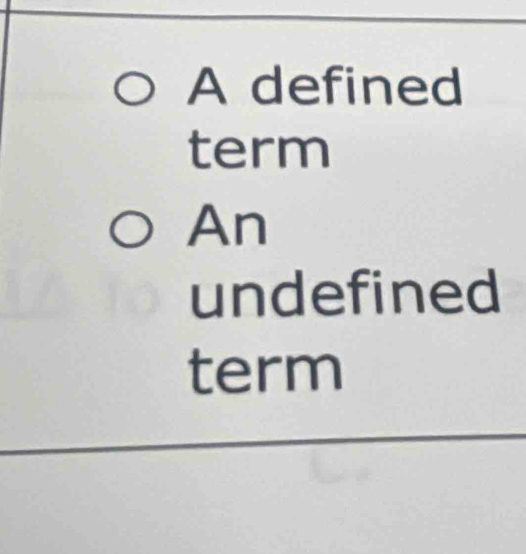 A defined
term
An
undefined
term