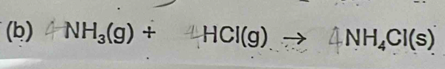 NH₃(g) + HCl(g)→ NH_4Cl(s)