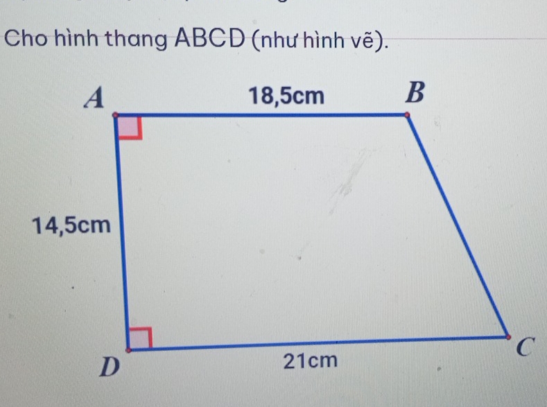 Cho hình thang ABCD (như hình vẽ).