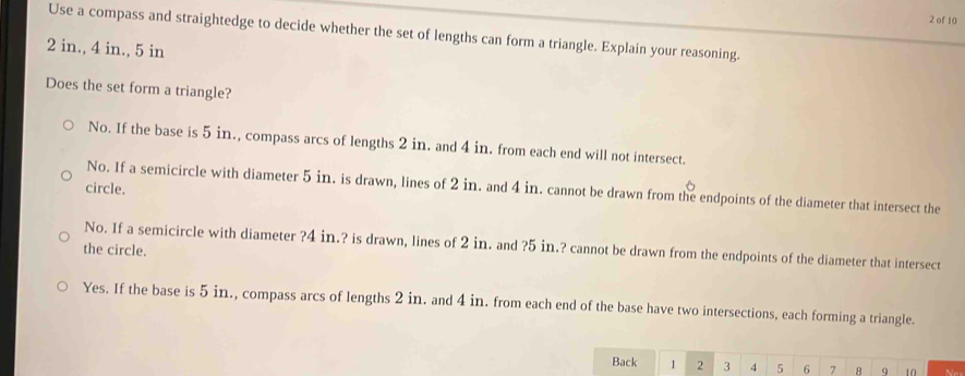 of 10 Use a compass and straightedge to decide whether the set of ...