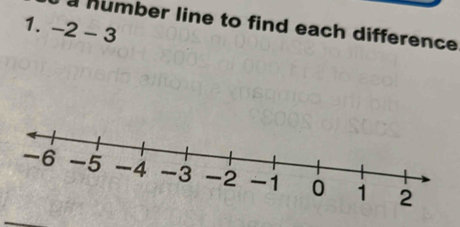 -2-3
a humber line to find each difference