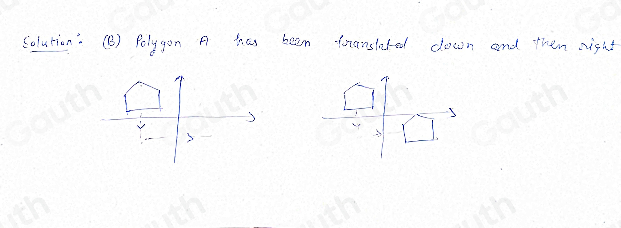 colution: (B) Polygon A has been toransleal clown and then nisht