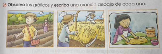 Observo los gráficos y escribo una oración debajo de cada uno.