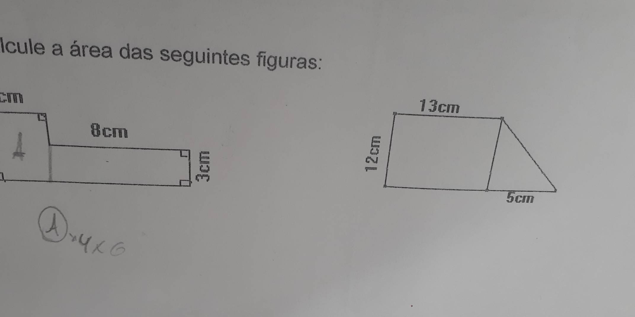 Icule a área das seguintes figuras: