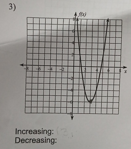 Increasing:
Decreasing: