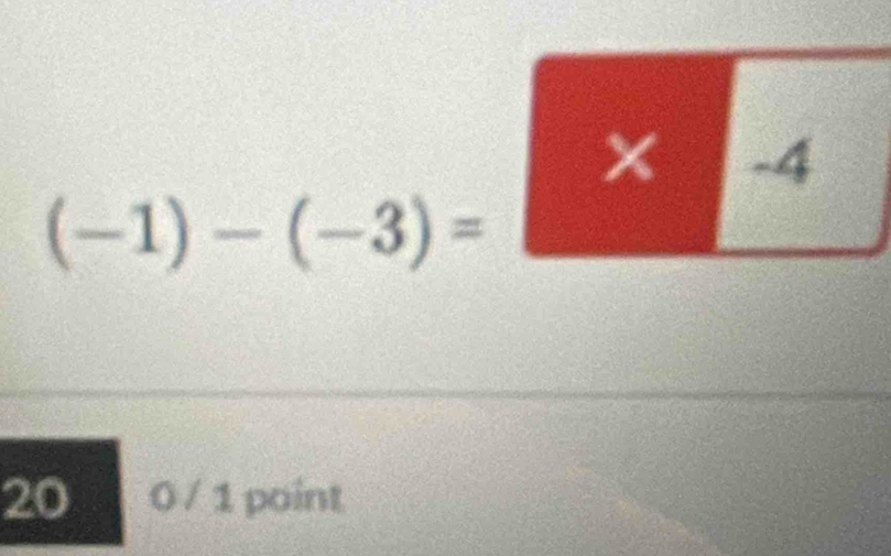 (-1)-(-3)=
20 0 / 1 point