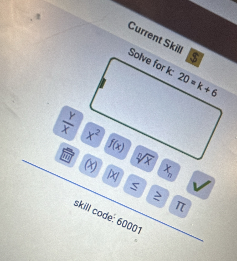 Current Skil
 Y/X 
1
X_n
|X|
≤
≥
π
skill code: 6000