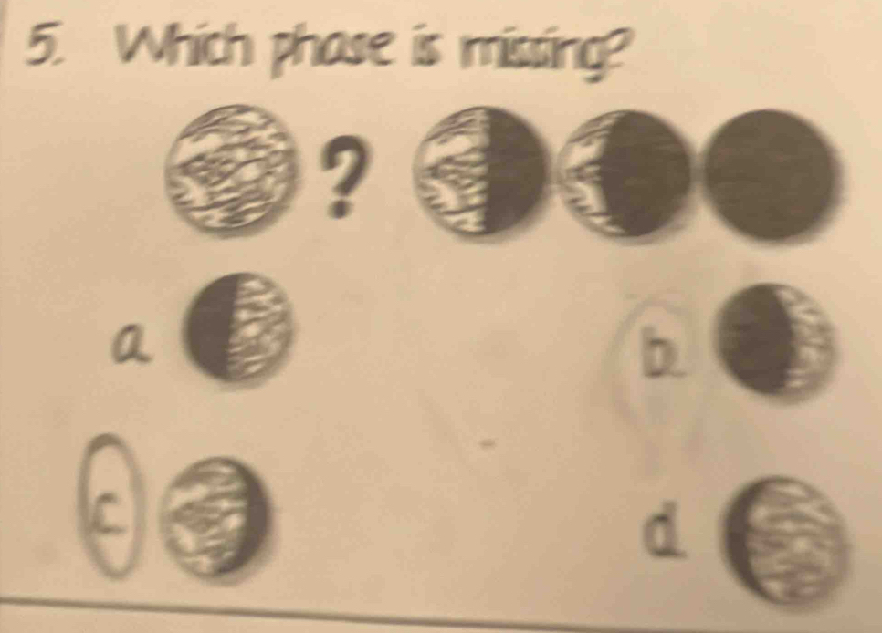 Which phase is missing? 
? 
b 
C 
d