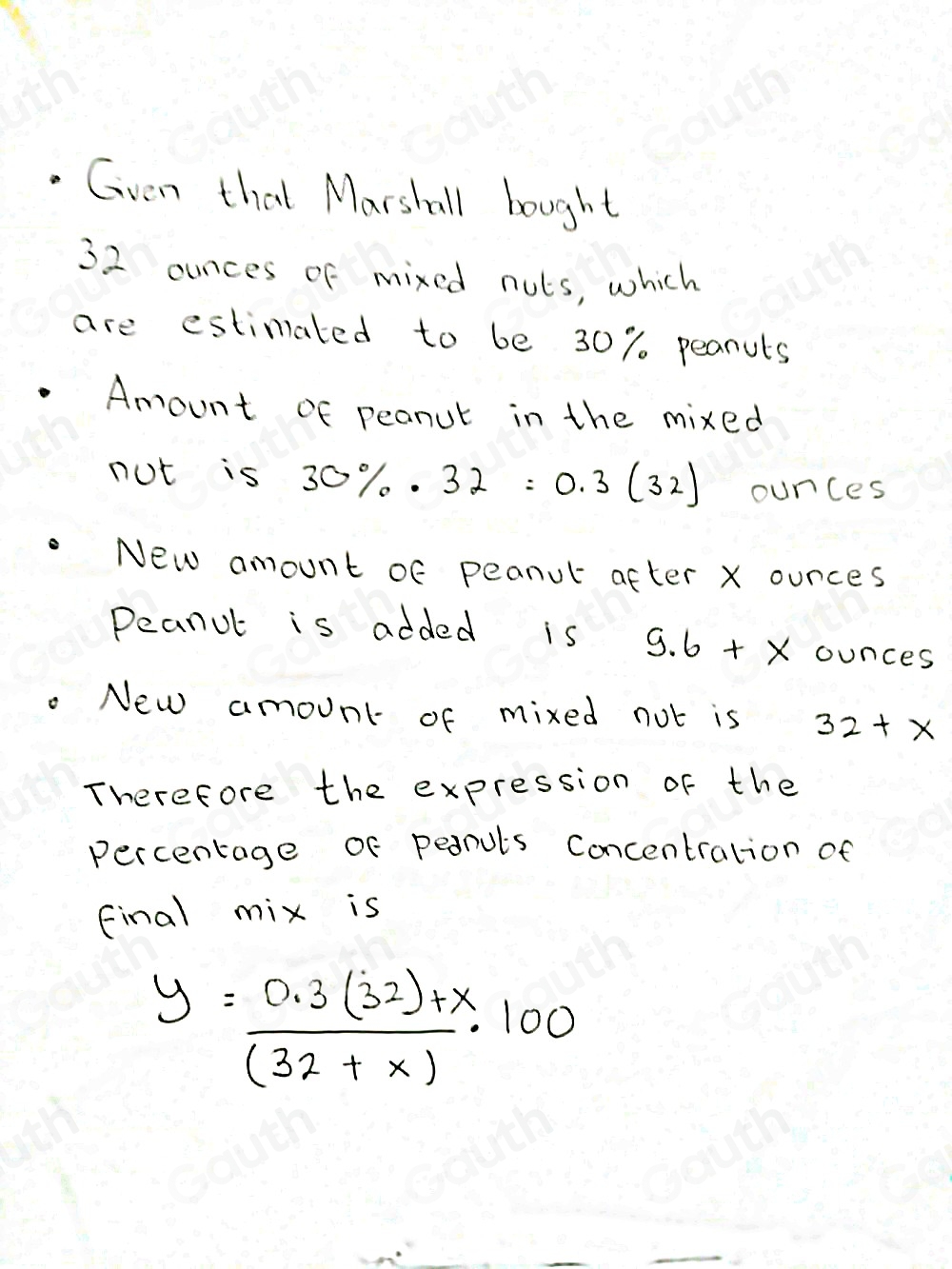Solved: Marshall bought 32 ounces of mixed nuts, which are estimated to ...