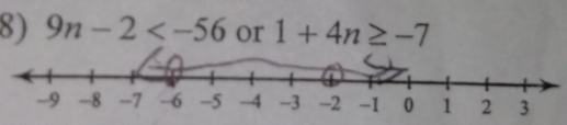 9n-2 or 1+4n≥ -7