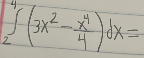 ∈tlimits _2^(4(3x^2)- x^4/4 )dx=