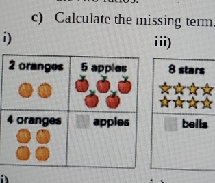 Calculate the missing term 
i) ii)