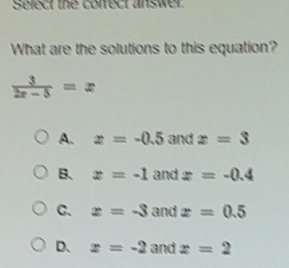 Solved: Select the correct answer. What are the solutions to this ...